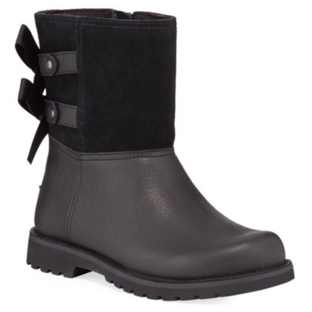 UGG Girl’s Tara Suede & Leather Bow Boots | Toddler Sz 9